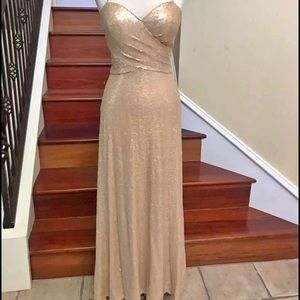 Sweetheart Cut Champagne Formal Sequin Dress